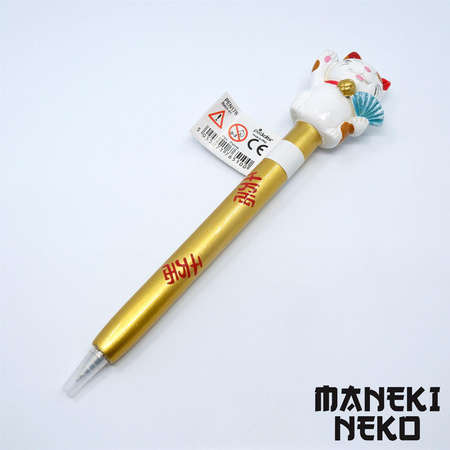 Meneki Neko długopis kotek z niebieskim wachlarzem