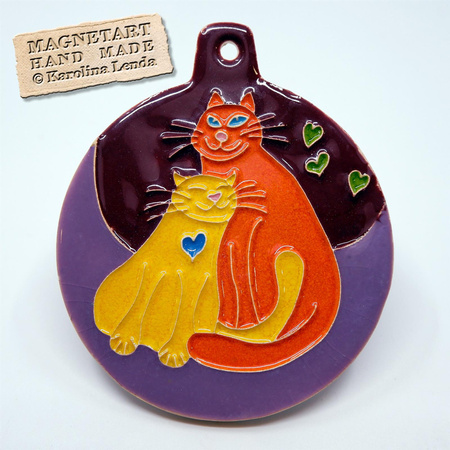 Ceramiczna zawieszka zakochane koty również jako ozdoba choinkowa 03